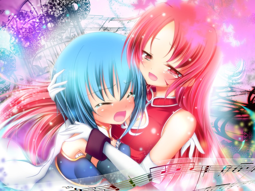 miki sayaka and sakura kyoko (mahou shoujo madoka magica) drawn by teec