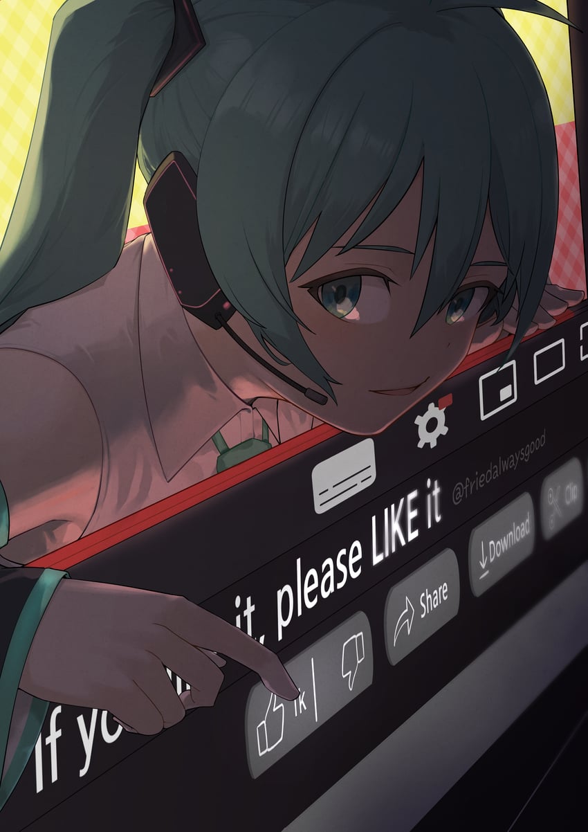 hatsune miku (vocaloid and 1 more) drawn by fcgc_(friedalwaysgood)
