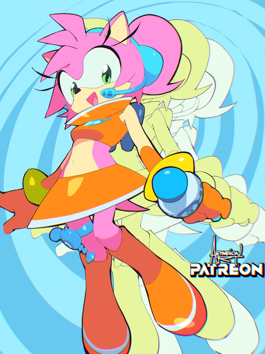 amy rose and ulala (sonic and 2 more) drawn by aetherion