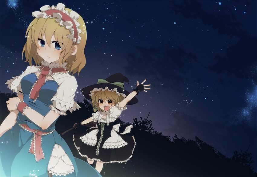 kirisame marisa and alice margatroid (touhou and 1 more) drawn by aoi_(annbi)