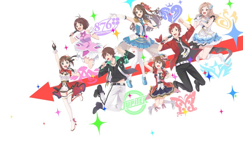 amami haruka, shimamura uzuki, sakuragi mano, kasuga mirai, hidaka ai, and 2 more (idolmaster and 7 more) drawn by ichi_p
