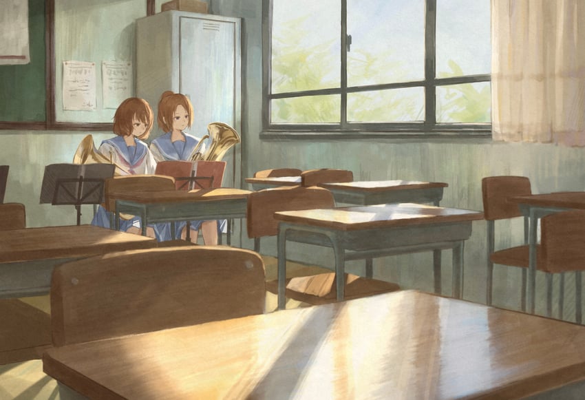 oumae kumiko and nakagawa natsuki (hibike! euphonium) drawn by kinakojojo