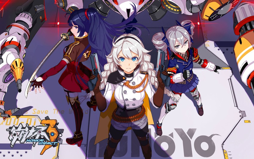kiana kaslana, raiden mei, bronya zaychik, and project bunny (honkai and 1 more)