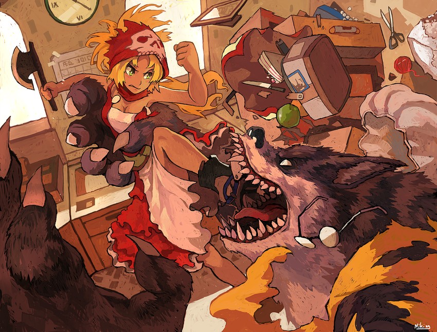 little red riding hood and big bad wolf (little red riding hood) drawn by niking