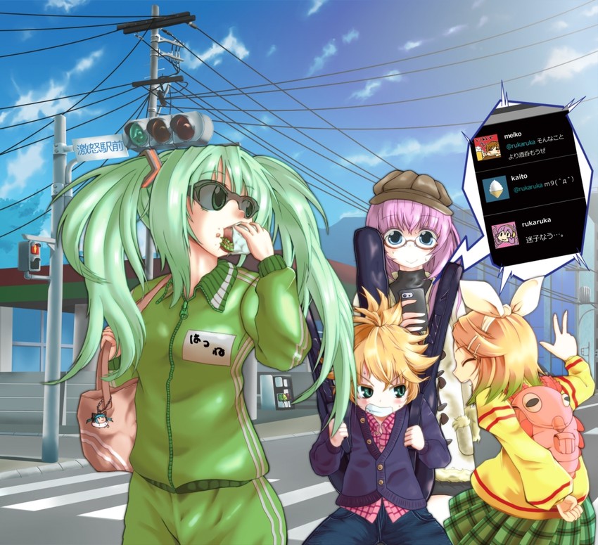 hatsune miku, kagamine rin, kagamine len, and megurine luka (vocaloid) drawn by haibane_(tsukumo_no_kiseki)