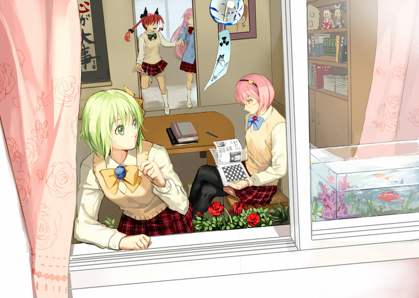 kirisame marisa, komeiji koishi, fujiwara no mokou, komeiji satori, kaenbyou rin, and 3 more (touhou) drawn by fancybetty