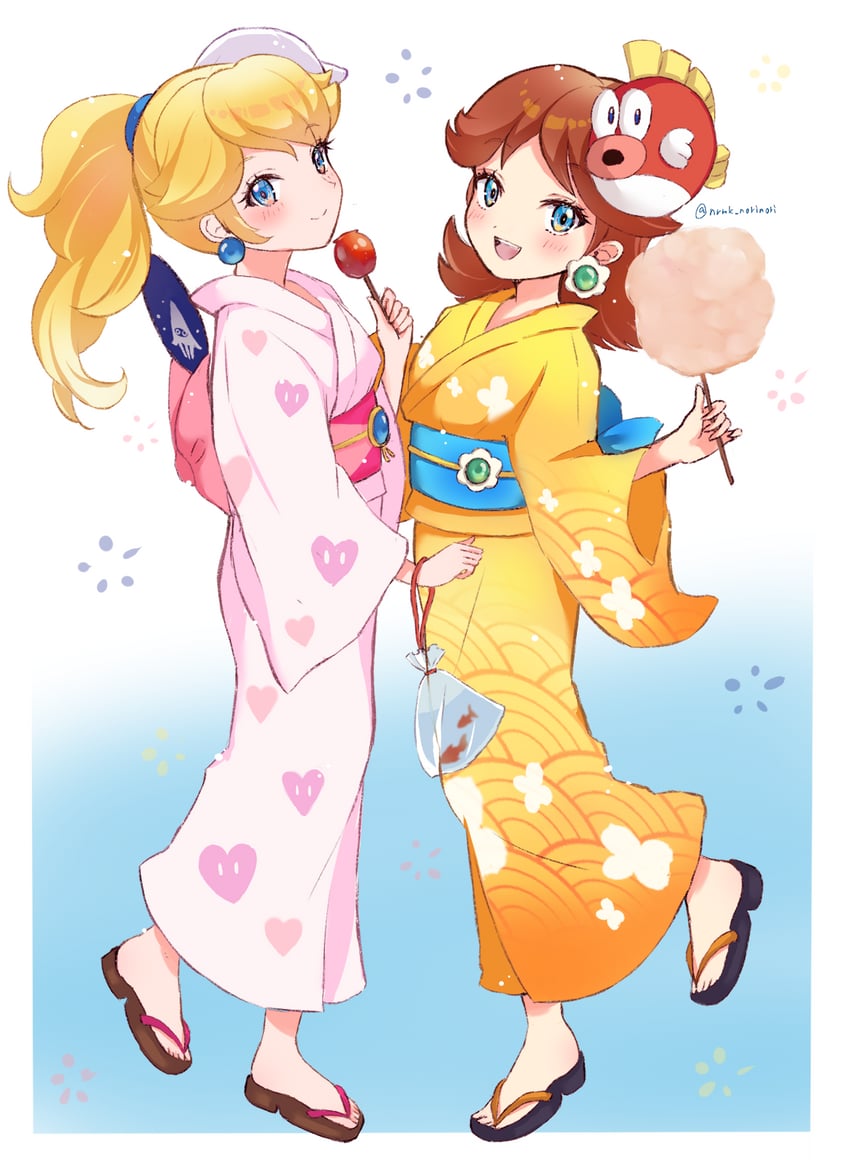 princess peach, princess daisy, boo, blooper, and cheep cheep (mario and 2 more) drawn by norimaki_(nrmk_norinori)