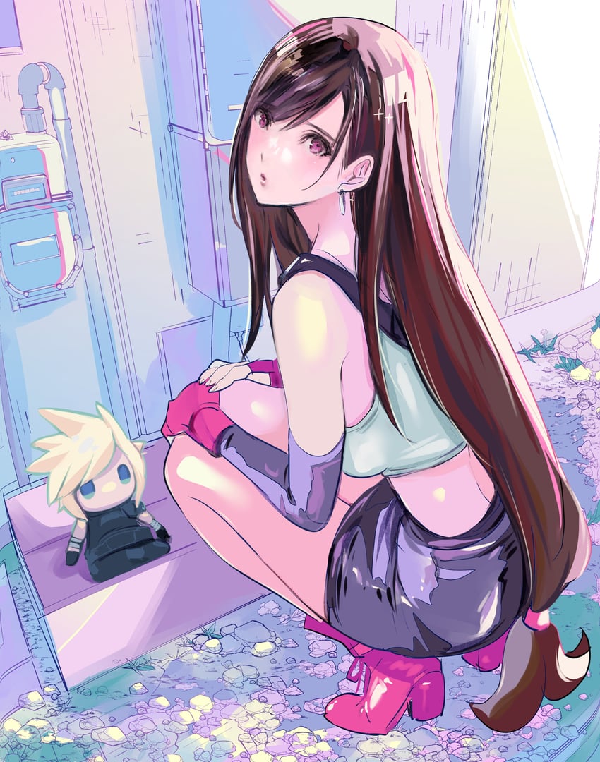 tifa lockhart and cloud strife (final fantasy and 1 more) drawn by shoji_sakura