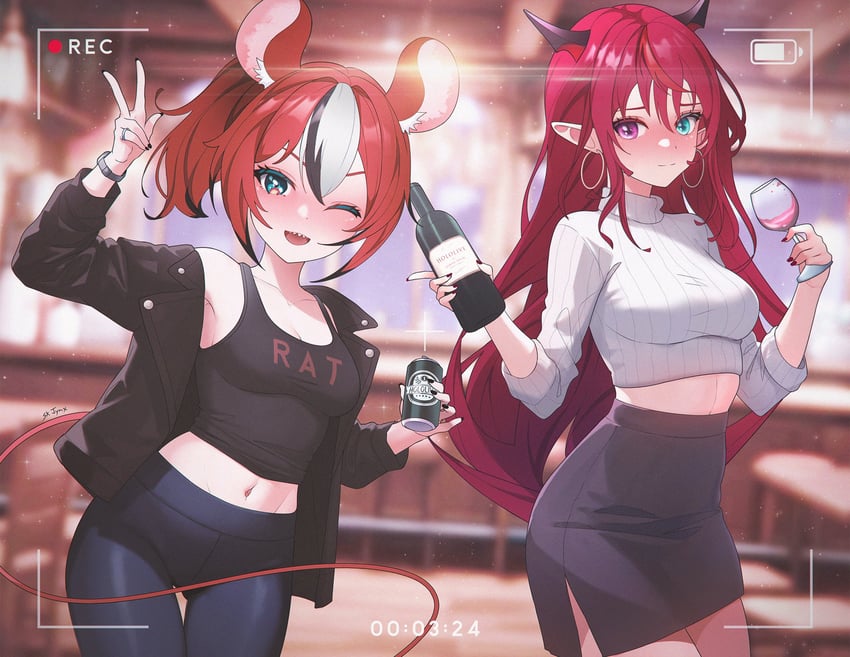 hakos baelz and irys (hololive and 1 more) drawn by sk_jynx
