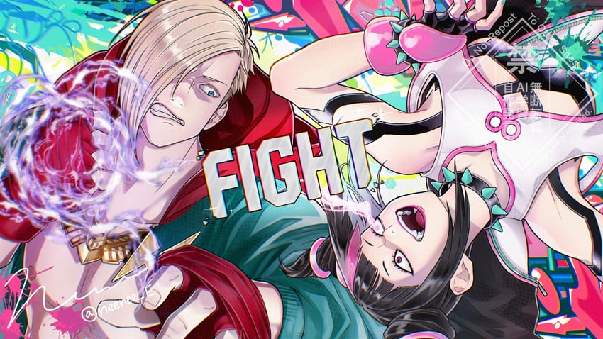 han juri and ed (street fighter and 1 more) drawn by neenee_e