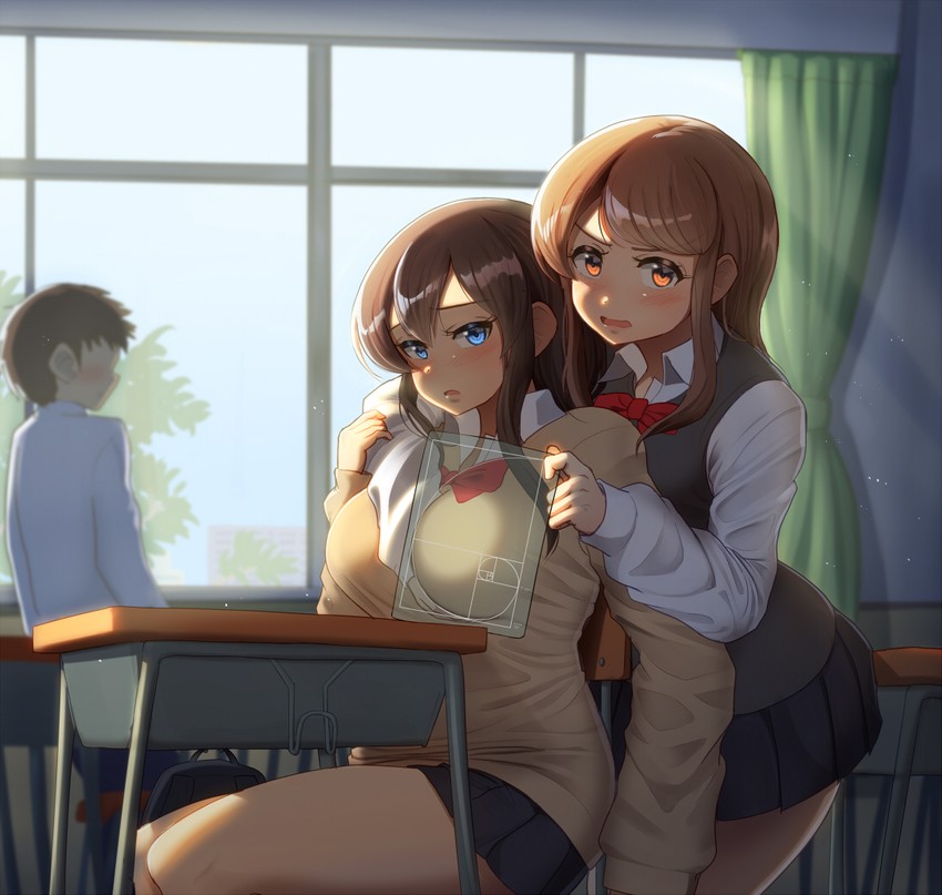 disciplinary committee-chan and friend-chan (original) drawn by maku_ro