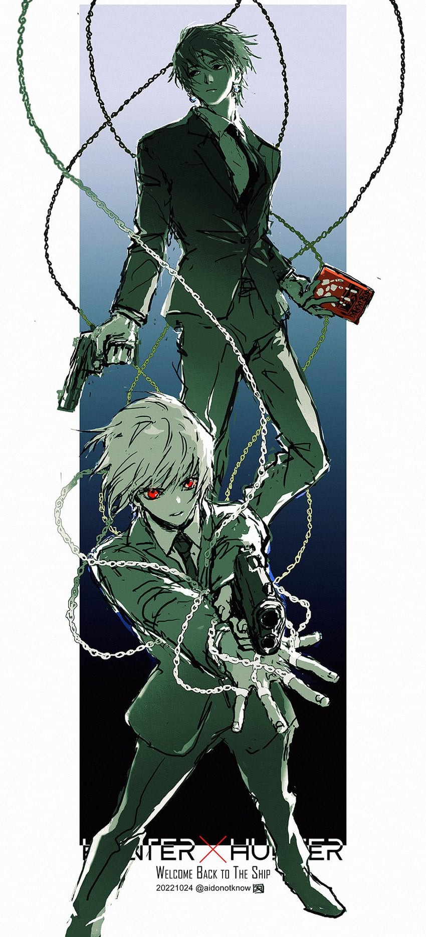 kurapika and chrollo lucilfer (hunter x hunter) drawn by aidonotknow