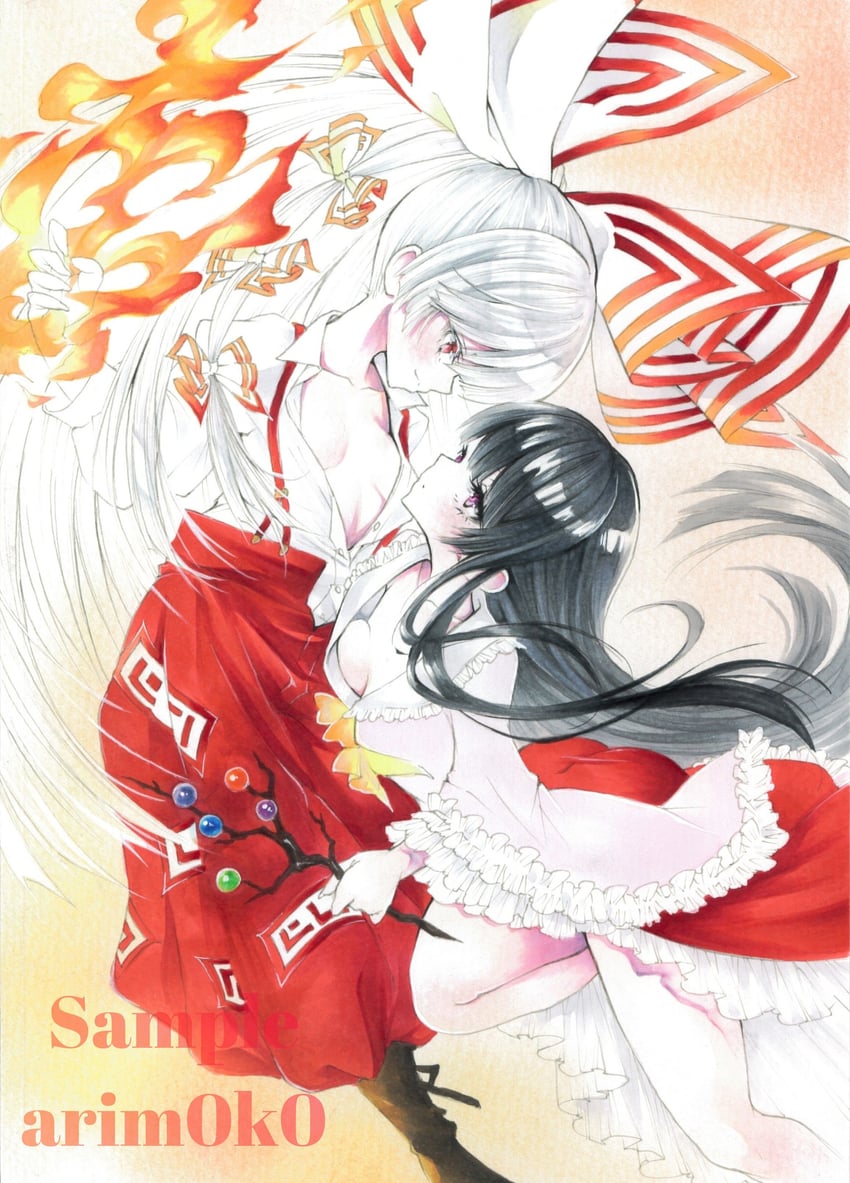 fujiwara no mokou and houraisan kaguya (touhou) drawn by arim0k0