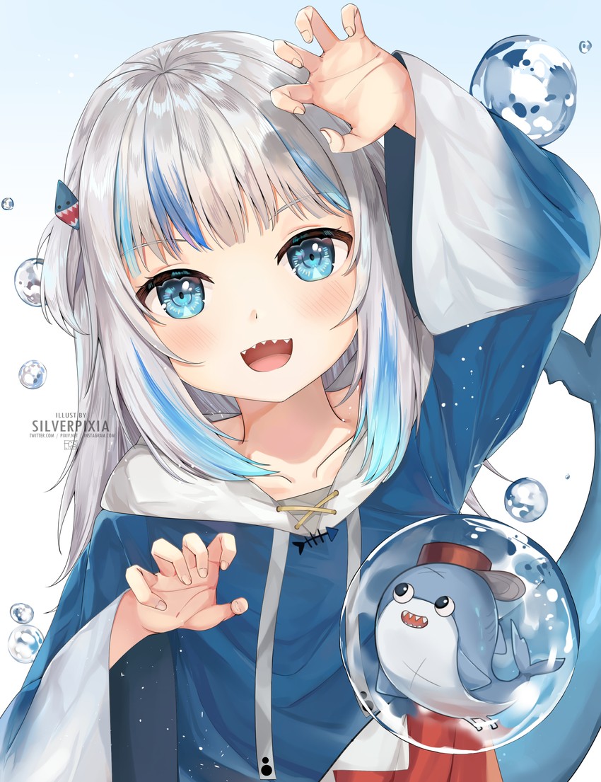 gawr gura and bloop (hololive and 1 more) drawn by silverpixia