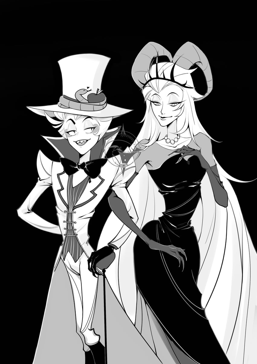 lucifer morningstar and lilith (hazbin hotel) drawn by 1308347575