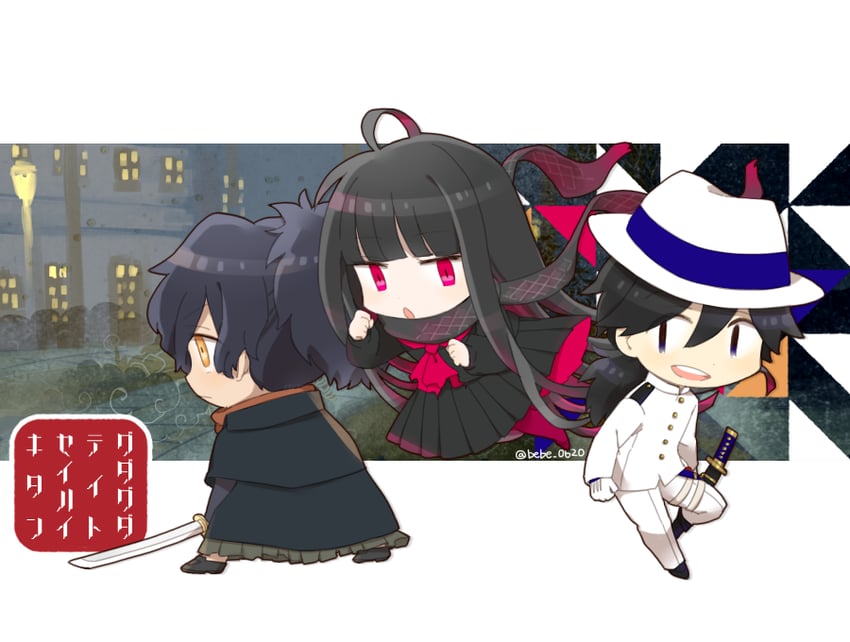 okada izou, oryou, and sakamoto ryouma (fate and 1 more) drawn by bebe_0620