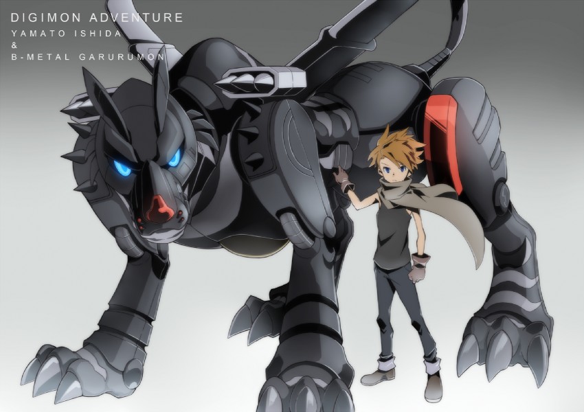 ishida yamato and metalgarurumon (digimon and 1 more) drawn by hajime_(hajime-ill-1st)