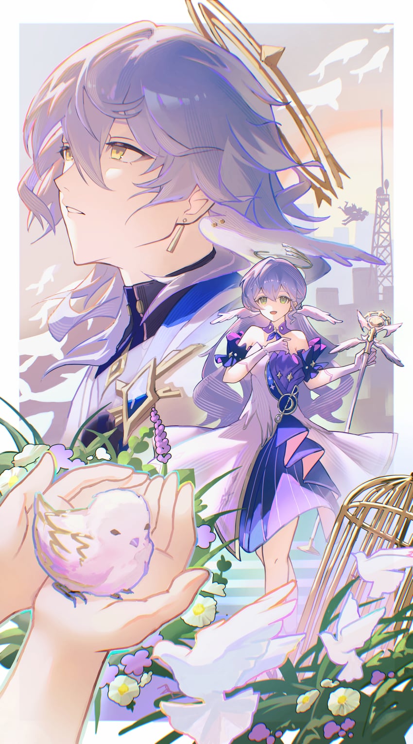 robin and sunday (honkai and 1 more) drawn by osushi_tabetarou