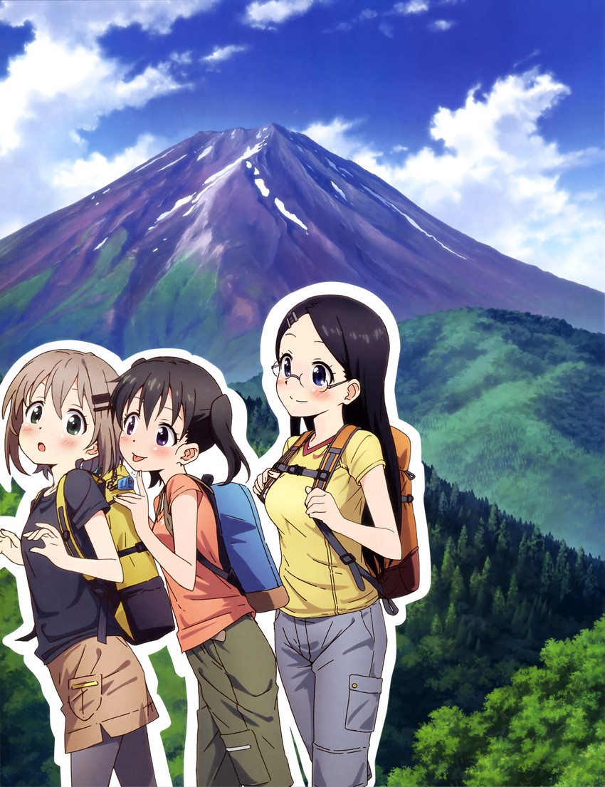 yukimura aoi, kuraue hinata, and saitou kaede (yama no susume and 1 more) drawn by yokota_takumi