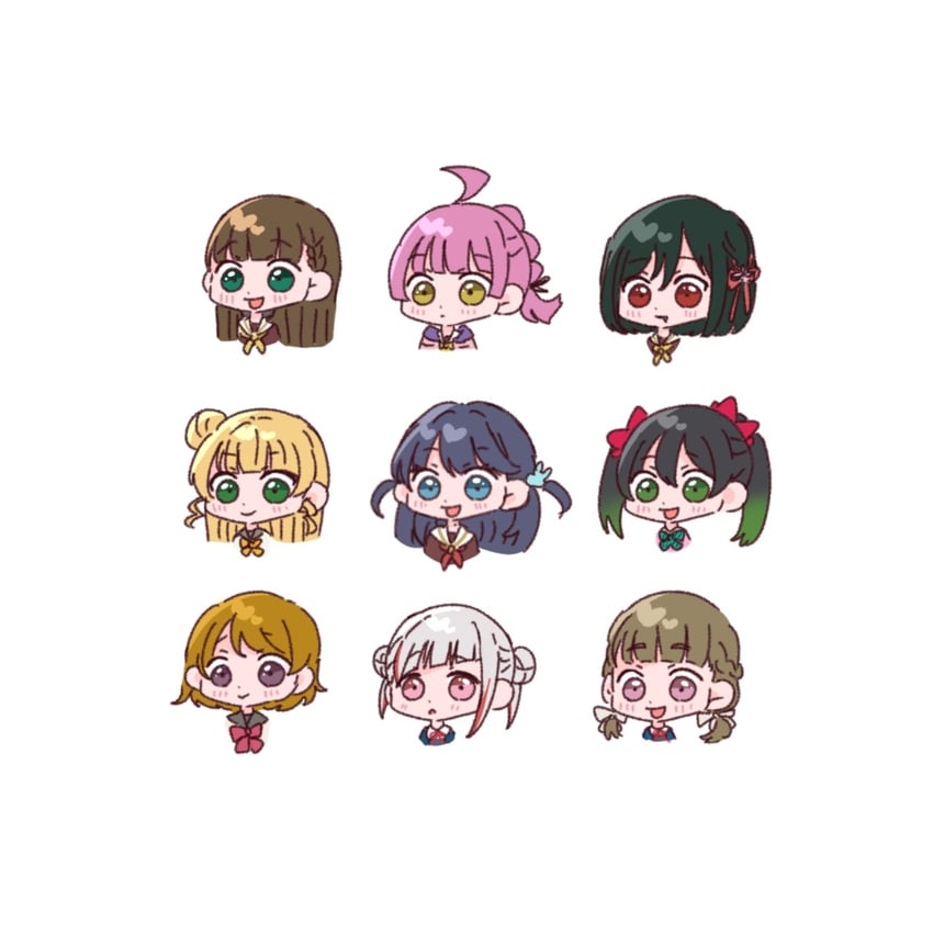 yazawa nico, watanabe you, hinoshita kaho, murano sayaka, yugiri tsuzuri, and 11 more (love live! and 5 more) drawn by harusame_soup_(har_s_k)