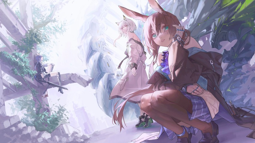 amiya, kal'tsit, ch'en, and mon3tr (arknights) drawn by wushier