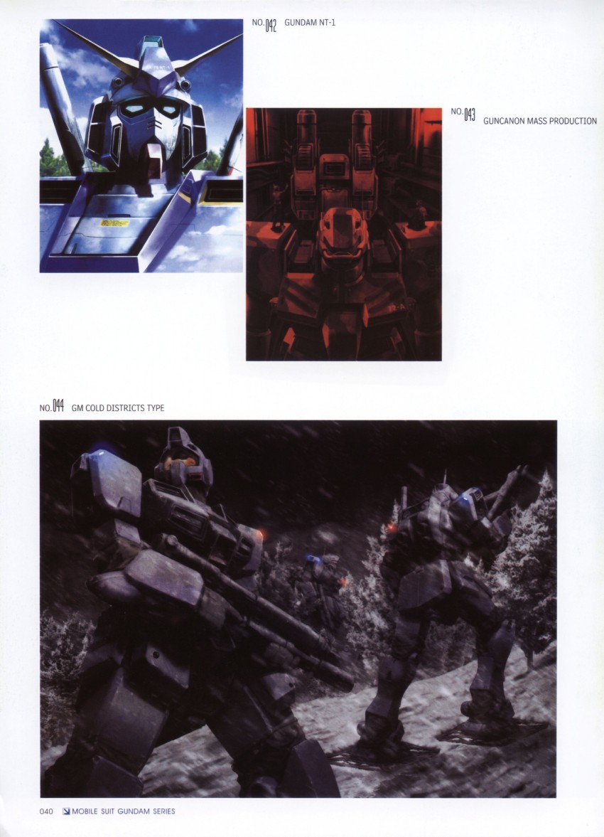 gm, guncannon, gundam alex, and gm cold districts type (gundam and 1 more) drawn by morishita_naochika