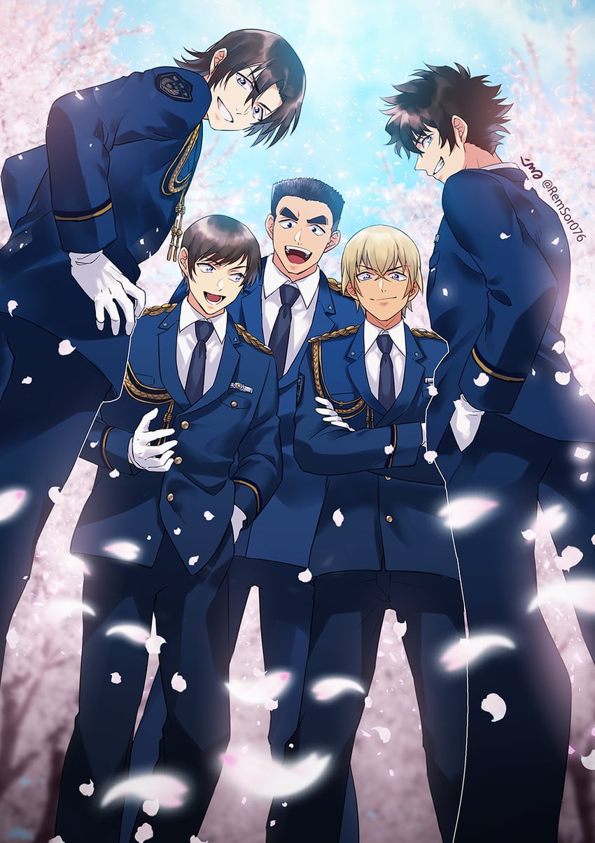 amuro tooru, scotch, matsuda jinpei, hagiwara kenji, and date wataru (meitantei conan) drawn by remsor076