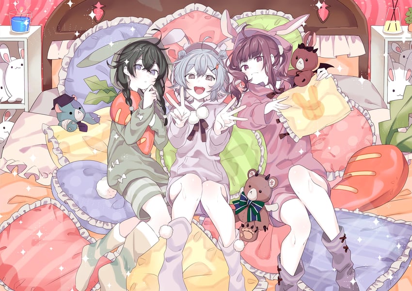 koharu rikka, natsuki karin, hanakuma chifuyu, lakiston, ekaterina, and 1 more (synthesizer v and 1 more) drawn by toudou_charo