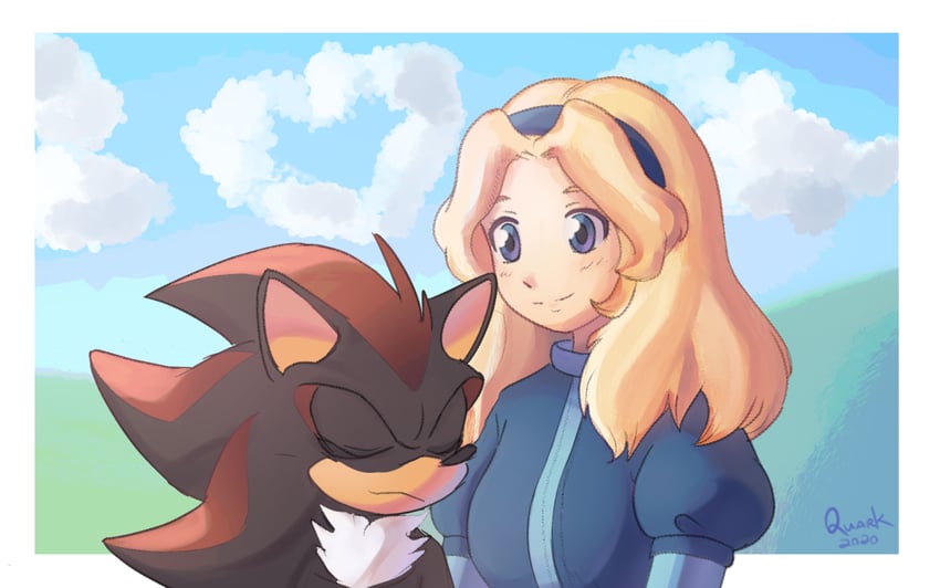 shadow the hedgehog and maria robotnik (sonic) drawn by quark196