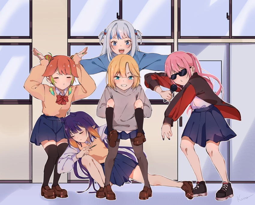 gawr gura, mori calliope, ninomae ina'nis, takanashi kiara, and watson amelia (hololive and 1 more) drawn by keisea