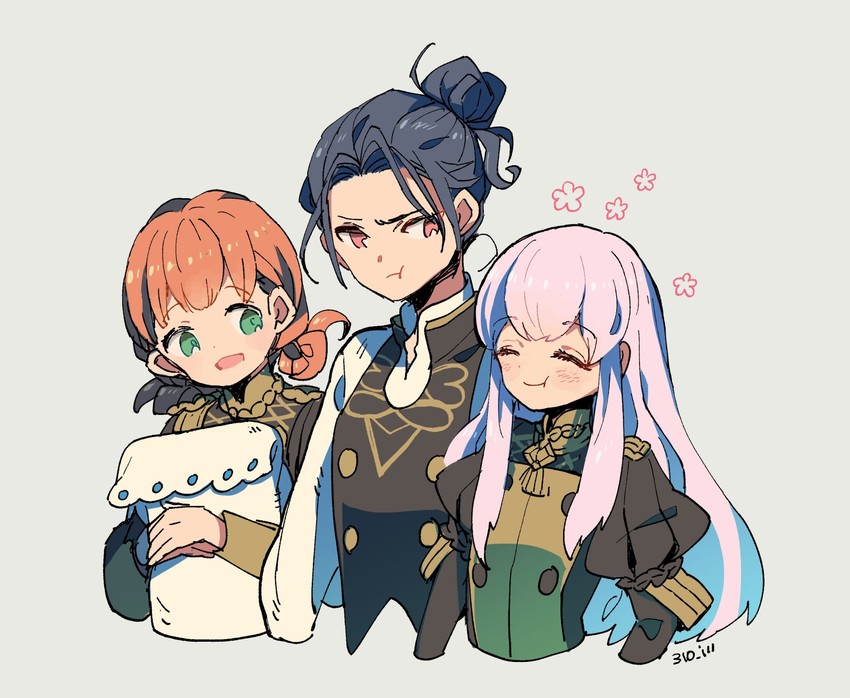 lysithea von ordelia, felix hugo fraldarius, and annette fantine dominic (fire emblem and 1 more) drawn by 310_ill