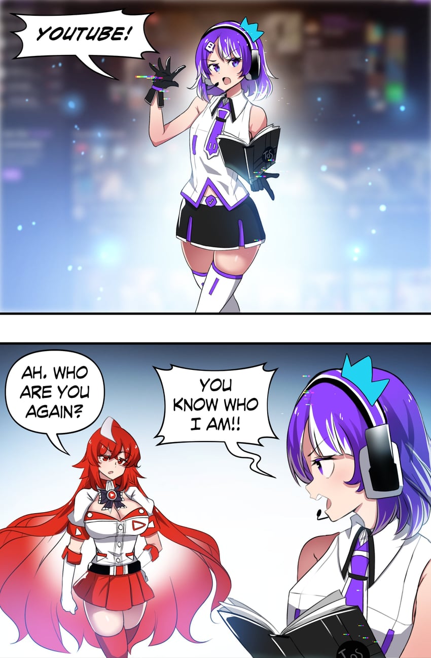 twitch-chan and youtube-chan (original and 2 more) drawn by hinghoi and merryweather