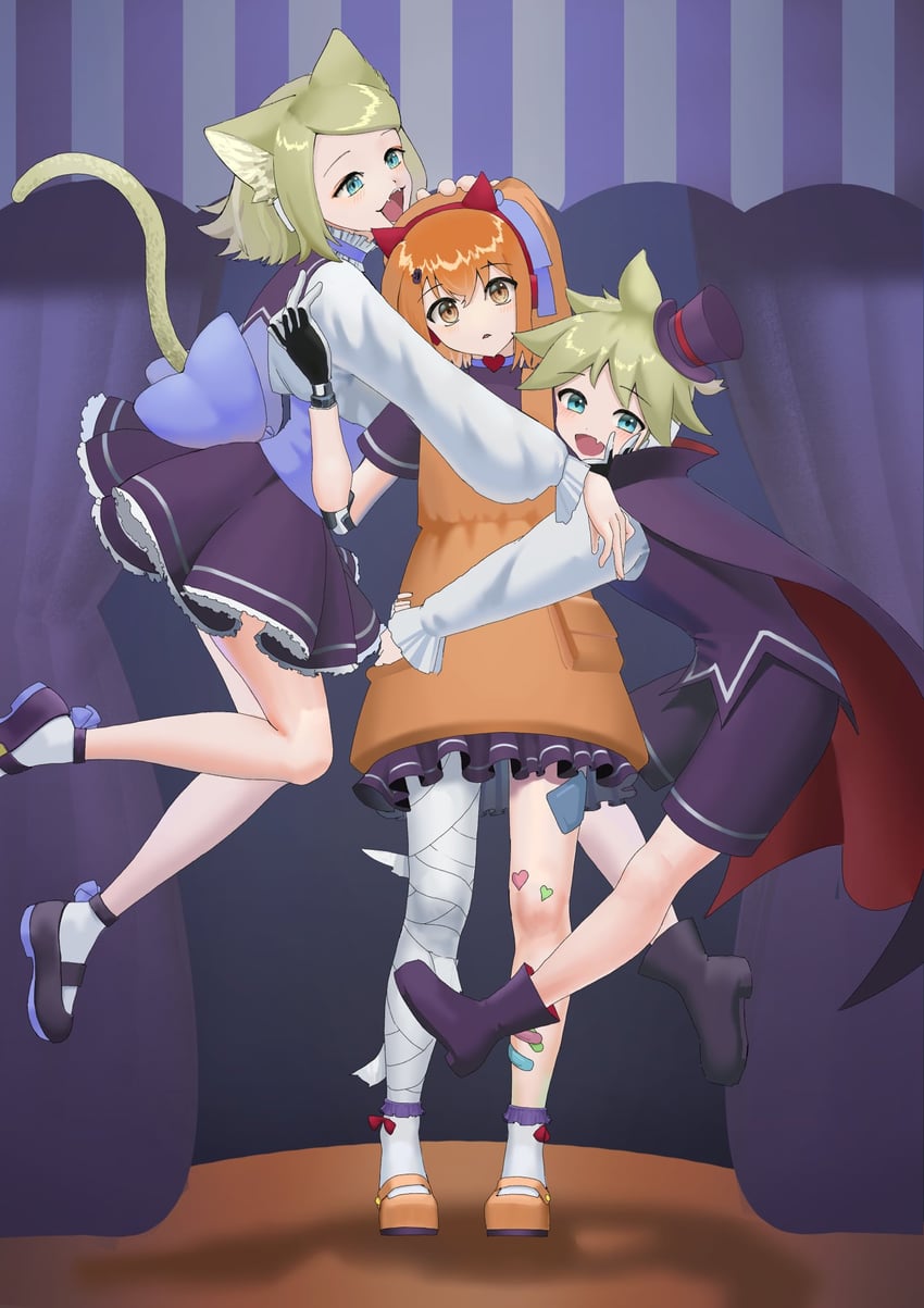 kagamine rin, kagamine len, and adachi rei (vocaloid and 2 more) drawn by kaimu_(adachi_rei)