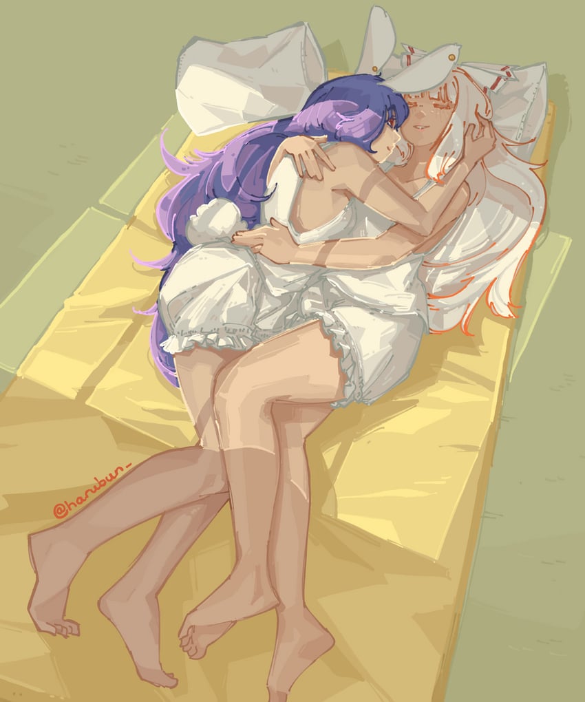 reisen udongein inaba and fujiwara no mokou (touhou) drawn by haru_bun