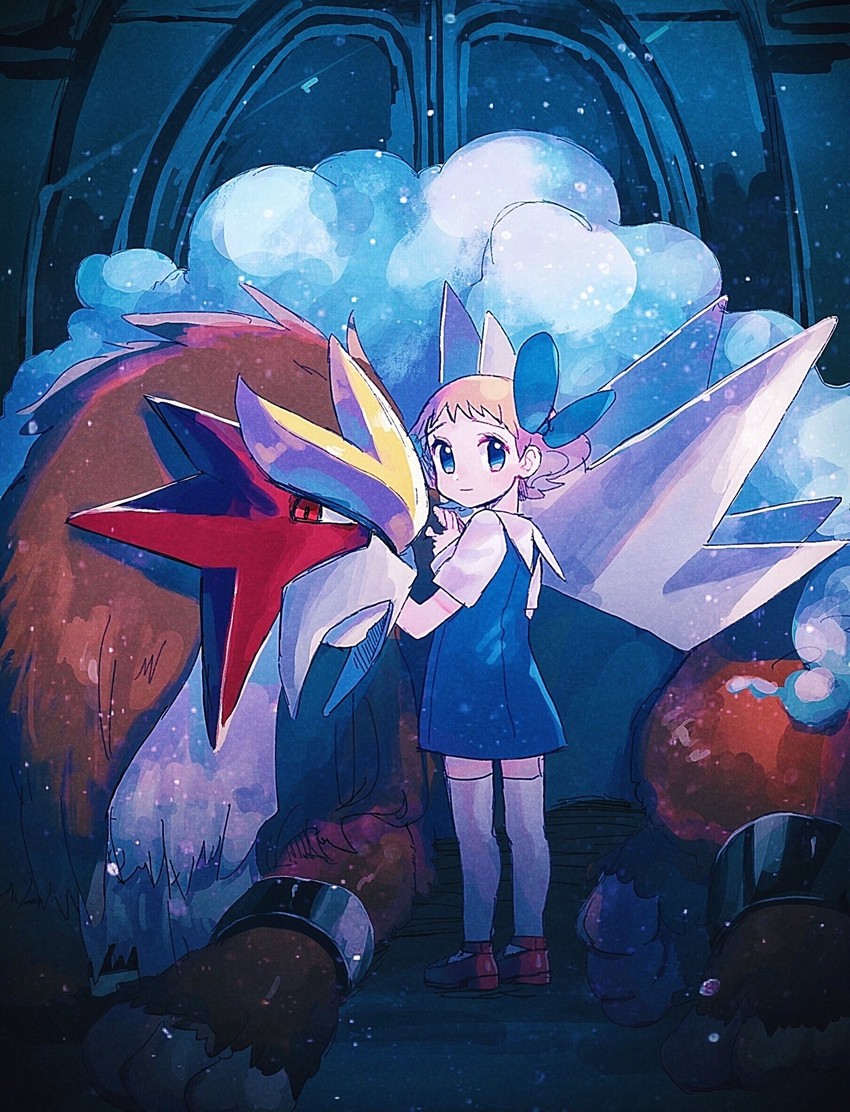 entei and molly hale (pokemon and 1 more) drawn by hanenbo