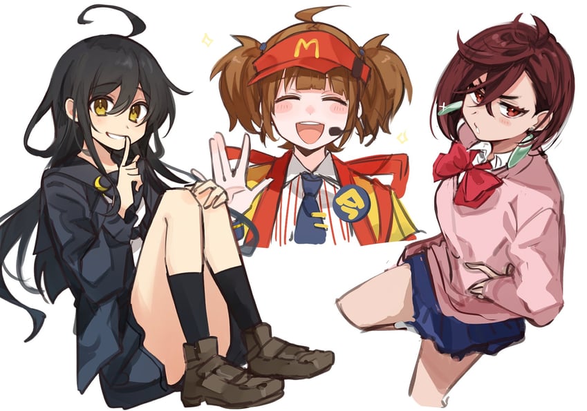 ayase momo, mikazuki, and imadake dabuchi tabemi (kantai collection and 2 more) drawn by tsumikitsuki_(katsuobushi)