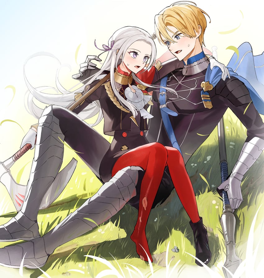 edelgard von hresvelg and dimitri alexandre blaiddyd (fire emblem and 1 more) drawn by ikaikakka
