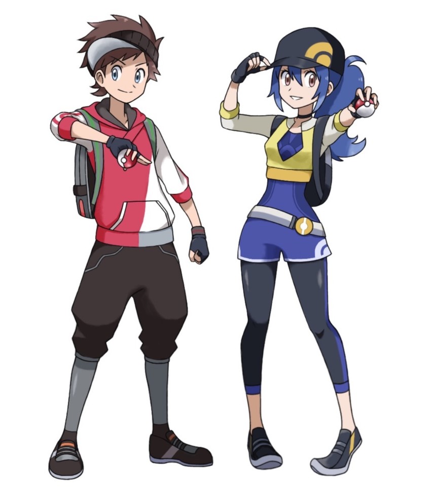 female protagonist and male protagonist (pokemon and 1 more) drawn by ayayannko
