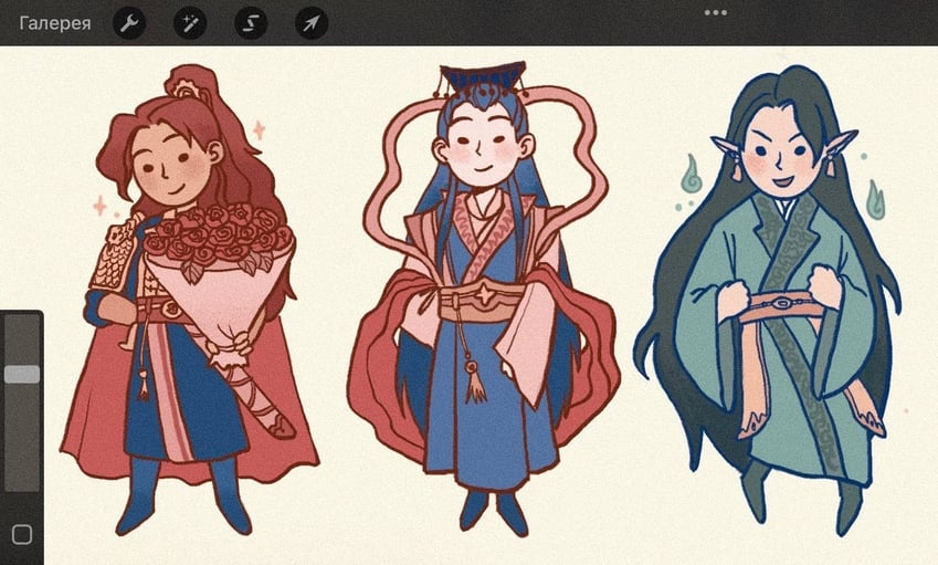 jun wu, qi rong, and pei ming (tianguan cifu) drawn by yaroslava_murashko