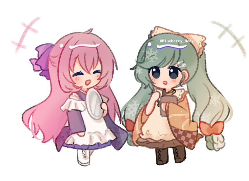 hatsune miku, megurine luka, and yuki miku (vocaloid and 2 more) drawn by blueberry_hedy