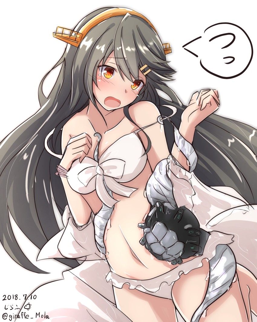 enemy naval mine and haruna (kantai collection) drawn by giraffe_(ilconte)