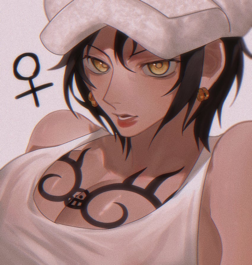 trafalgar law and law-chan (one piece) drawn by siokosho_kinoko
