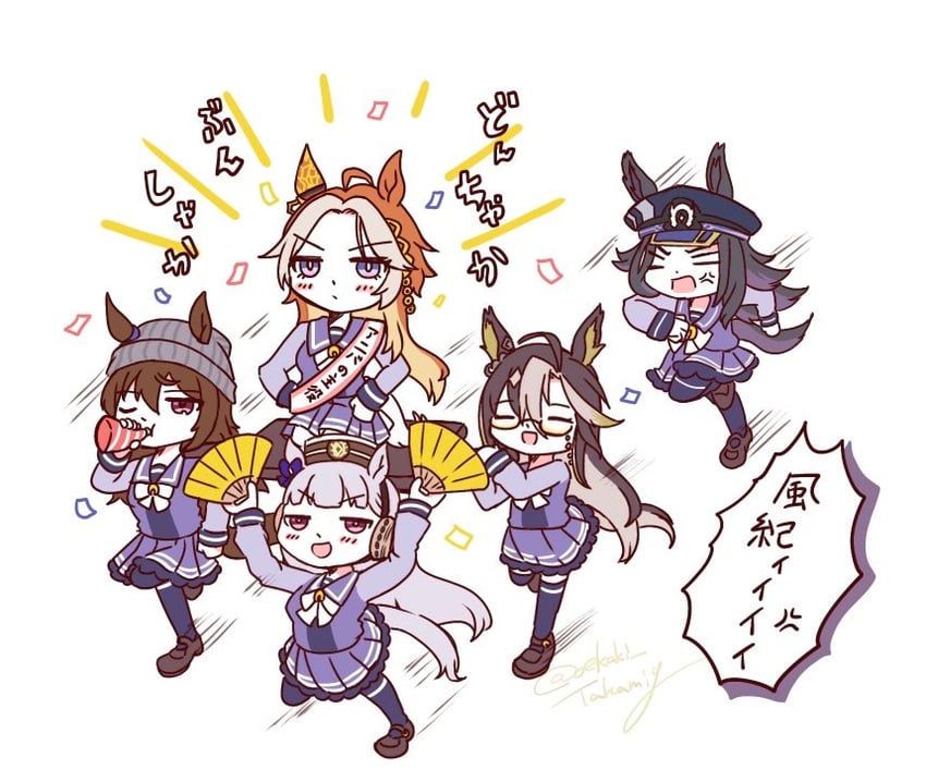 gold ship, nakayama festa, orfevre, dream journey, and fenomeno (umamusume) drawn by oekaki_takamiy