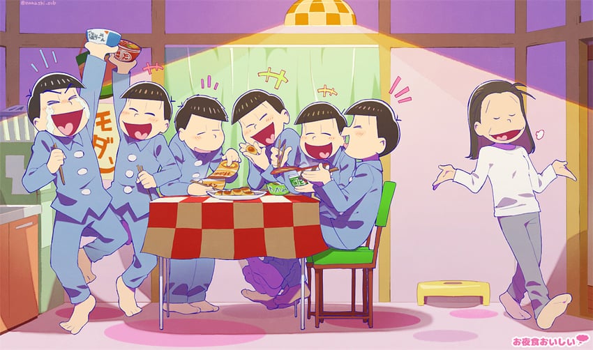 matsuno osomatsu, matsuno karamatsu, matsuno ichimatsu, matsuno jyushimatsu, matsuno choromatsu, and 2 more (osomatsu and 1 more) drawn by show_chiku-by