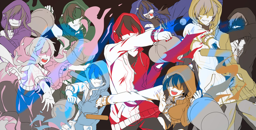 kozakura marry, kisaragi shintarou, kido tsubomi, ene, kano shuuya, and 4 more (kagerou project and 1 more) drawn by alchiaki