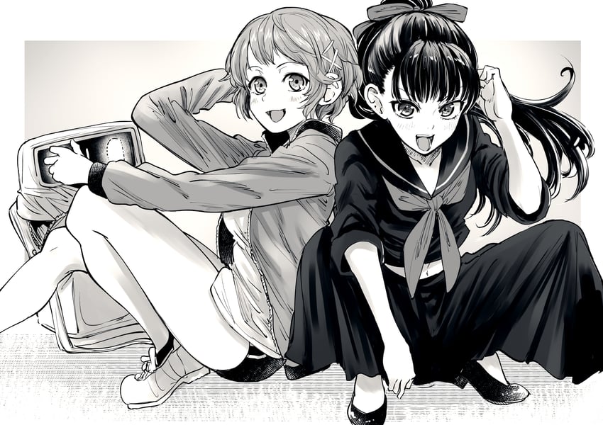 minami natsuno, takamiya yuki, and bj (juusan kihei bouei ken) drawn by bonkara_(sokuseki_maou)