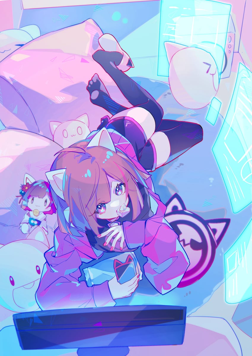 asakura neko and meowbot (muse dash and 2 more) drawn by yusa_(yusa0751)