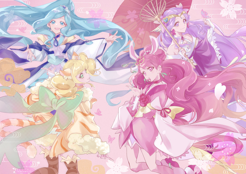 hanadera nodoka, hiramitsu hinata, sawaizumi chiyu, cure grace, fuurin asumi, and 3 more (precure and 1 more) drawn by shipu_(gassyumaron)