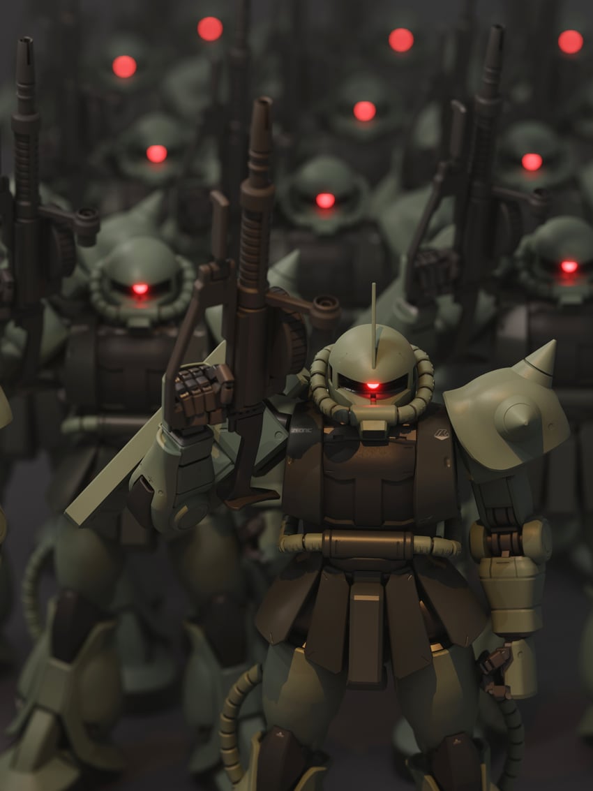 zaku ii (gundam and 1 more) drawn by mjeff