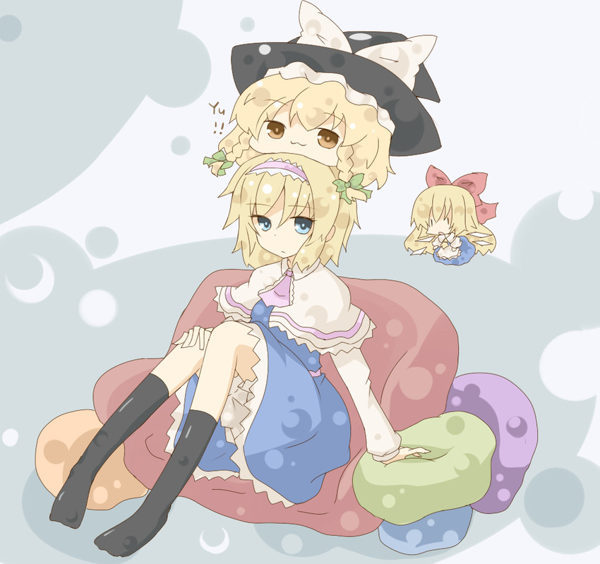 kirisame marisa, alice margatroid, and shanghai doll (touhou) drawn by kuromari_(runia)